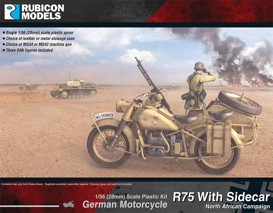 Rubicon Models 1/56 280052 - German Motorcycle R75 with Sidecar (DAK)