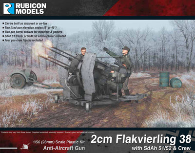 Rubicon Models 1/56 280073 - 2cm Flakvierling 38 with SdAh 51/52 Trailer & Crew